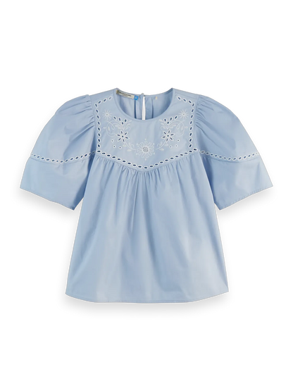 Cotton Twill Embroidered Top