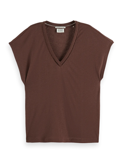 Cotton Linen Sleeveless V-Neck T-Shirt