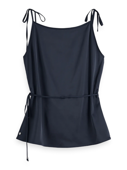 Satin Gathered Tank Top