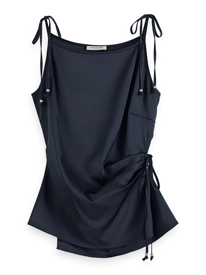 Satin Gathered Tank Top