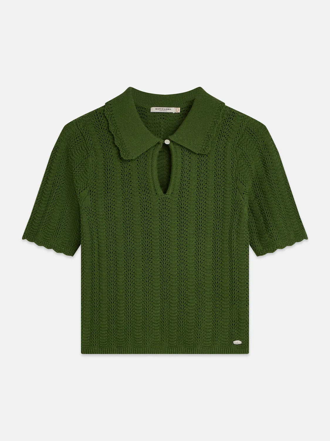 Pointelle Collared Knitted Tee