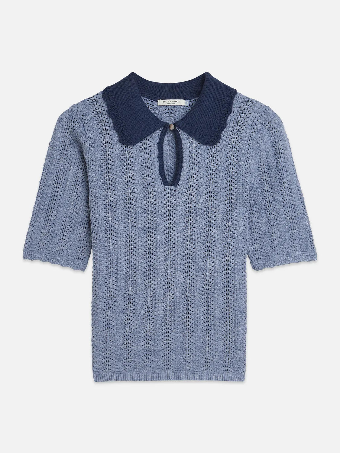 Pointelle Collared Knitted Tee
