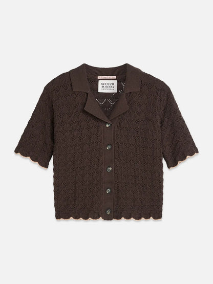 Pointelle Short Sleeve Cardigan