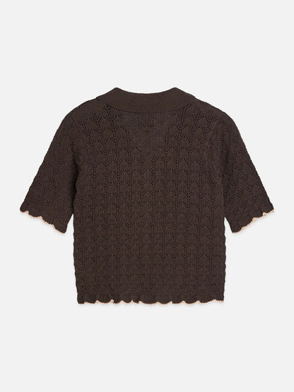 Pointelle Short Sleeve Cardigan