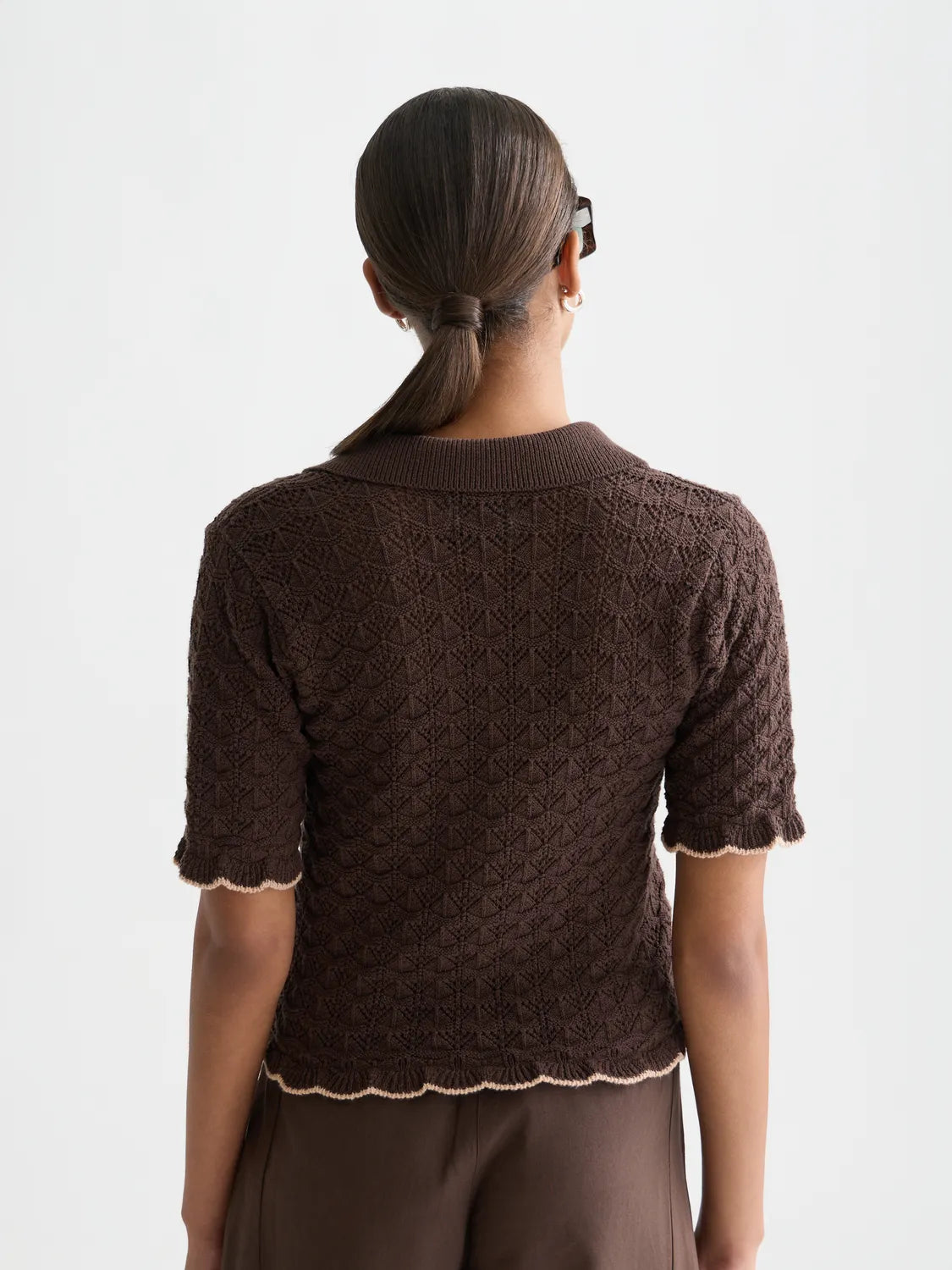 Pointelle Short Sleeve Cardigan
