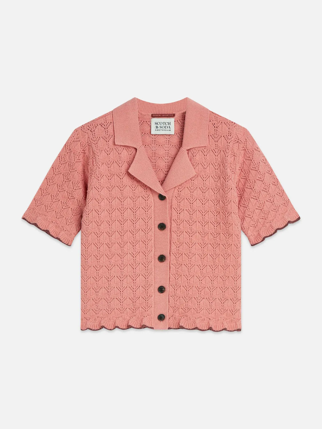 Pointelle Short Sleeve Cardigan