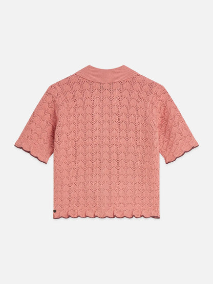 Pointelle Short Sleeve Cardigan