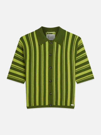Textured Vertical Stripe Knitted Tee