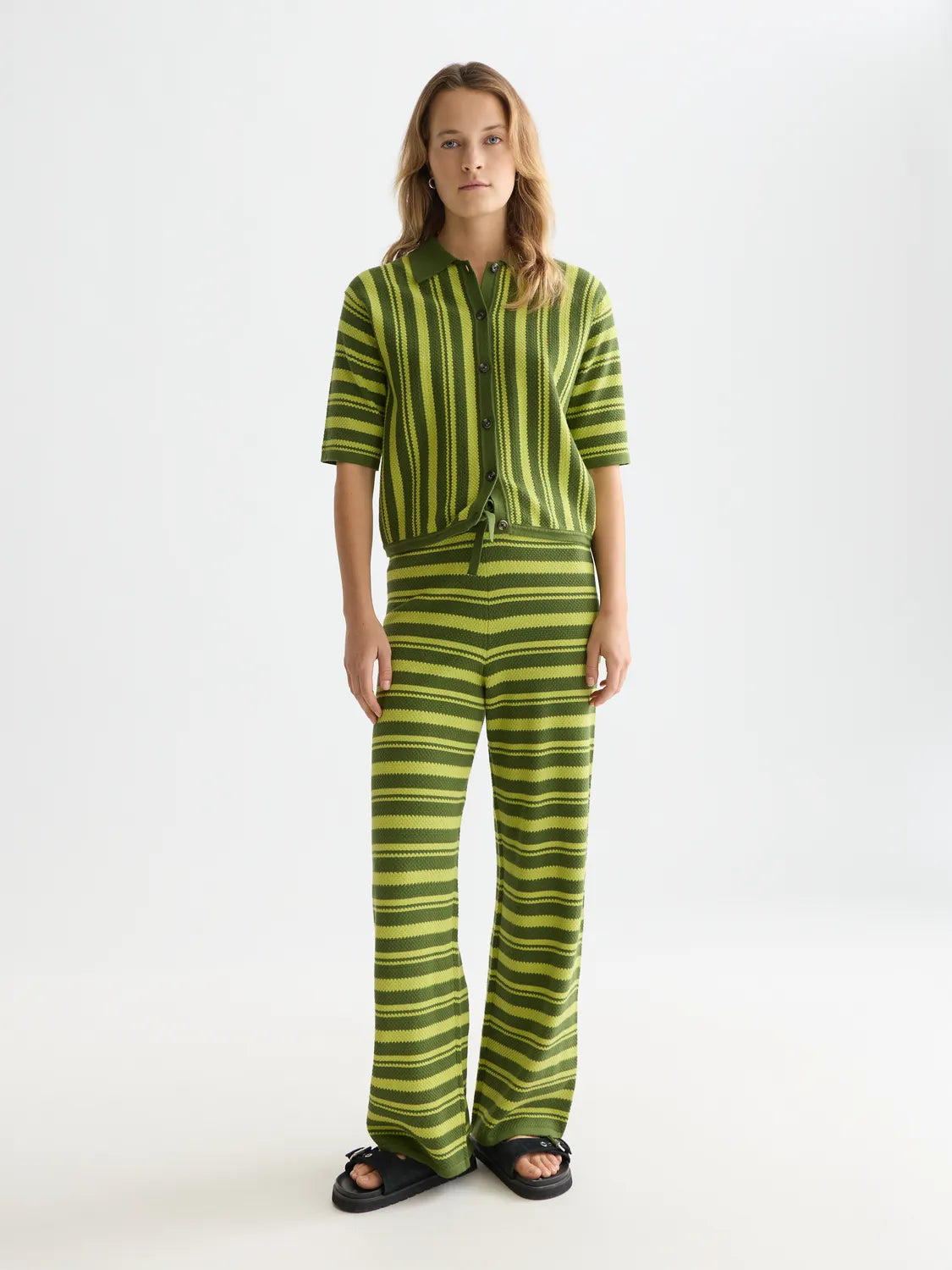 Textured Vertical Stripe Knitted Tee