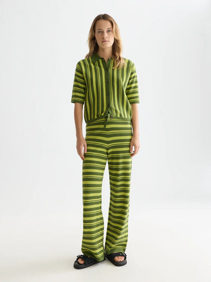 Textured Vertical Stripe Knitted Tee
