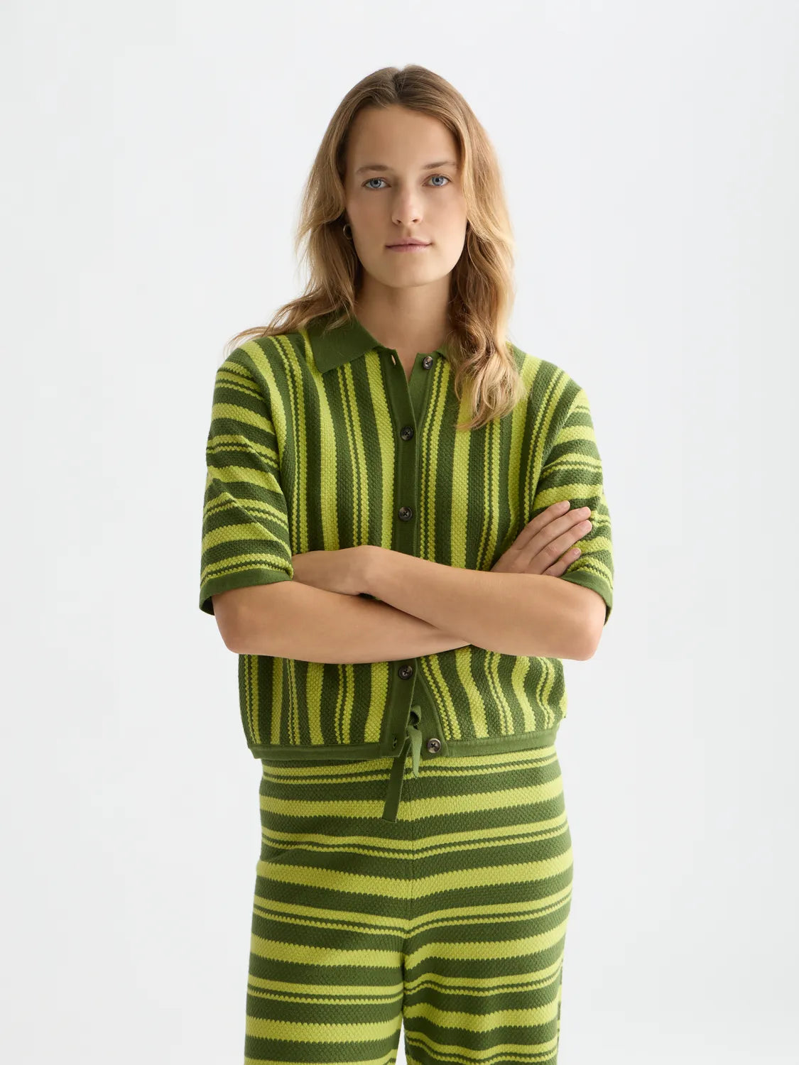 Textured Vertical Stripe Knitted Tee