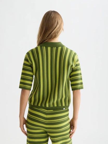 Textured Vertical Stripe Knitted Tee