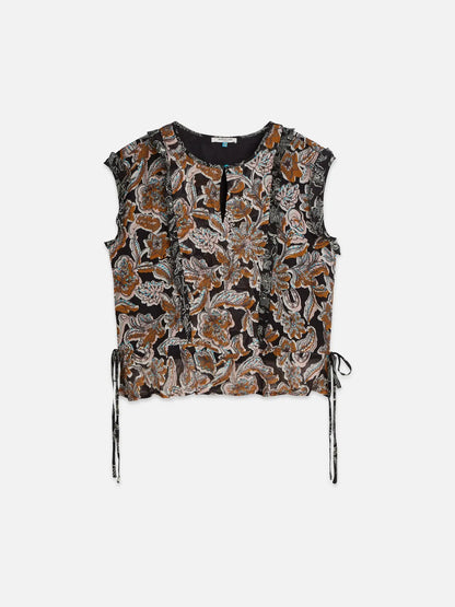Printed Chiffon Top With Ruffle Details