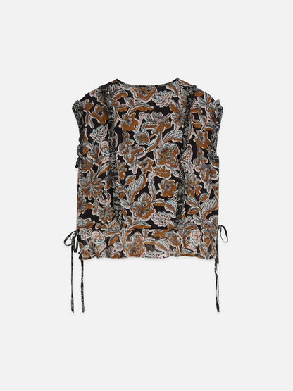 Printed Chiffon Top With Ruffle Details