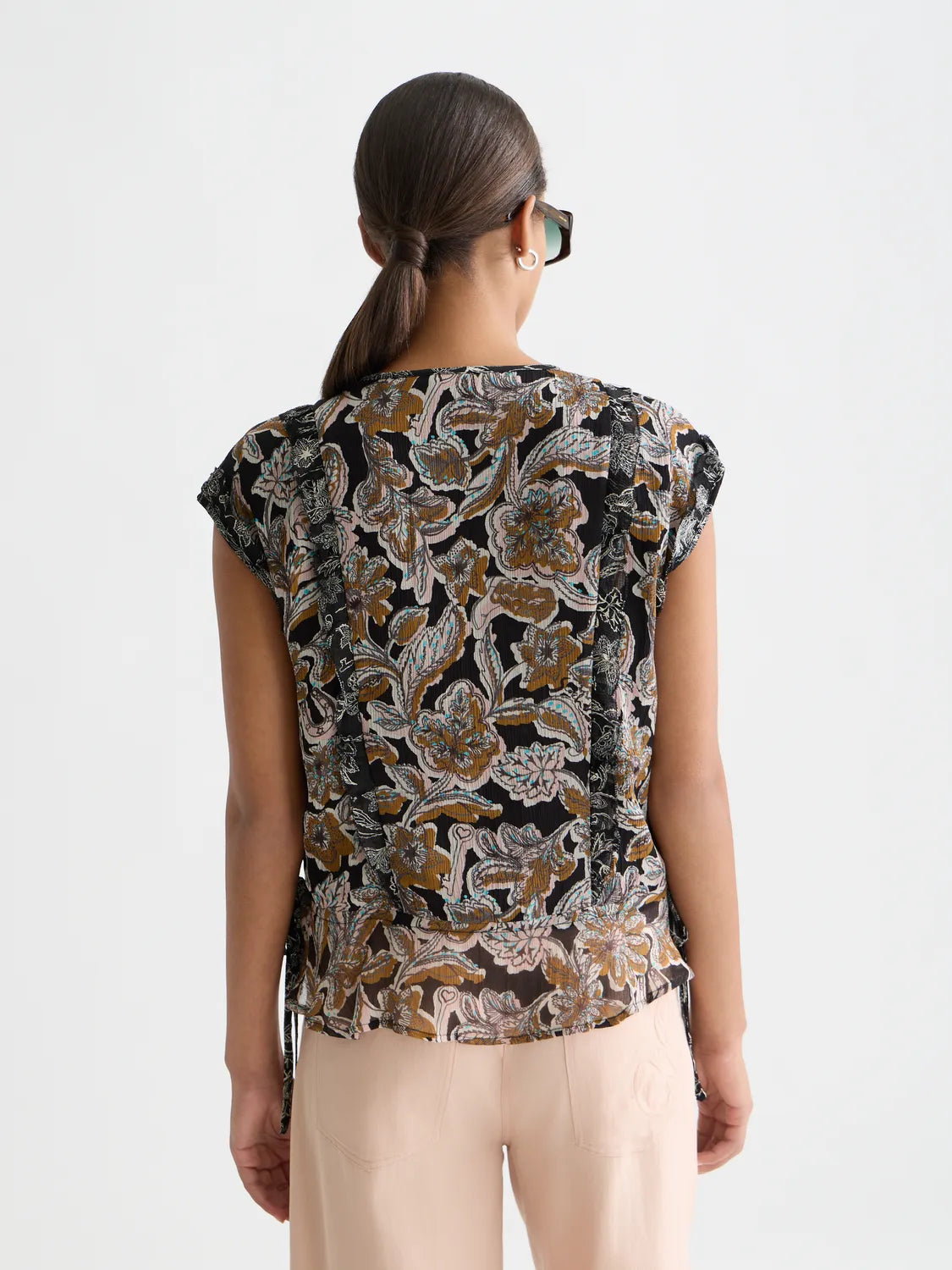 Printed Chiffon Top With Ruffle Details