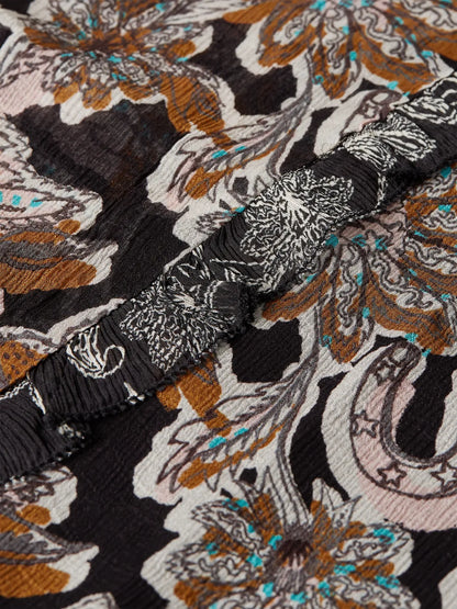 Printed Chiffon Top With Ruffle Details