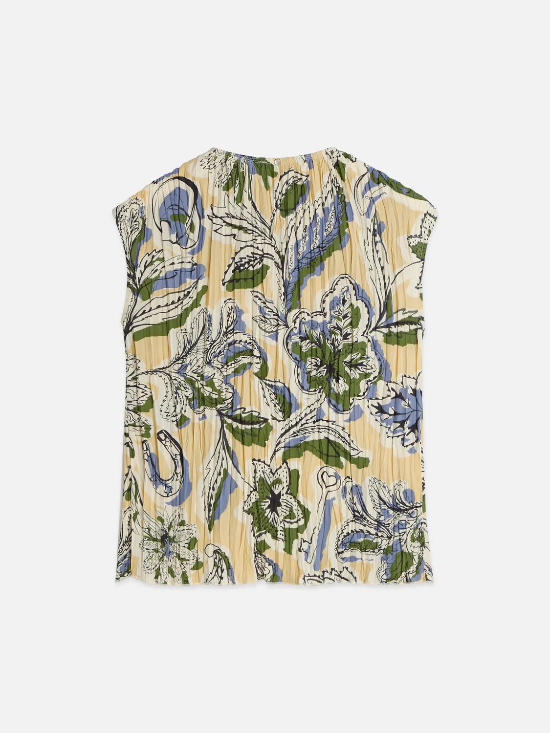 Micro Printed Pleat Top With Ties
