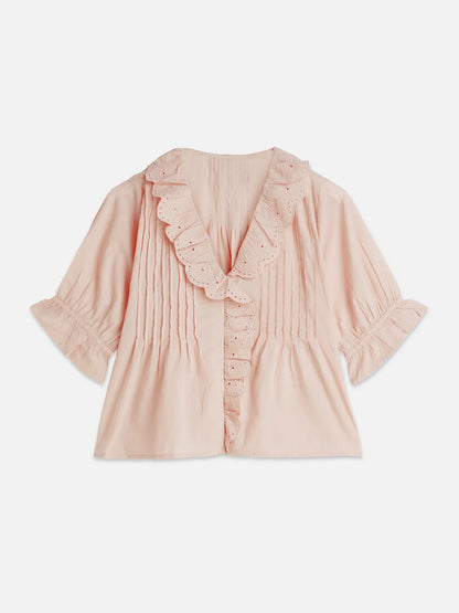 Short Sleeve Blouse With Embroidered Details