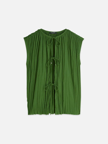 Micro Pleat Top With Ties