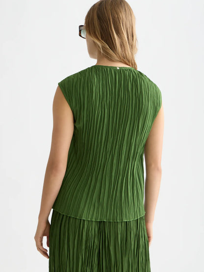 Micro Pleat Top With Ties