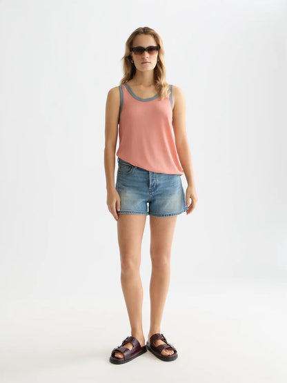 Stripe Trim Relaxed Knitted Vest
