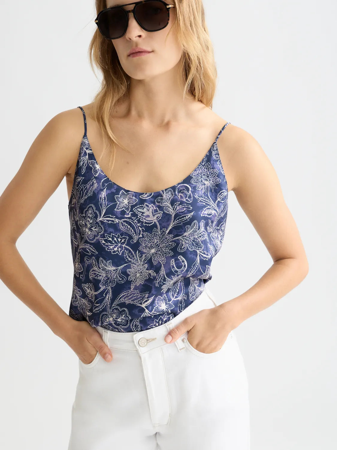 Printed Jersey Back Tank Top