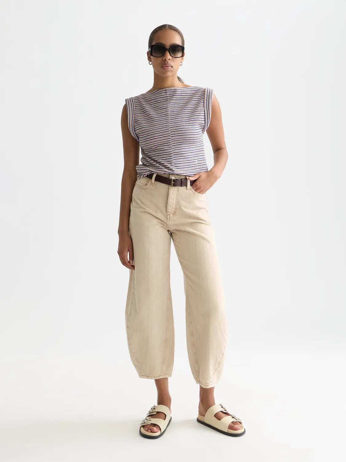 Striped T-Shirt With Rolled Up Sleeve