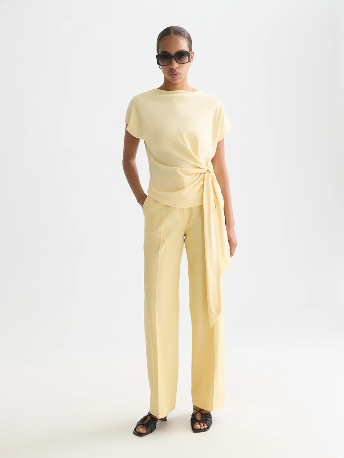 Knotted Slash Neck T-Shirt
