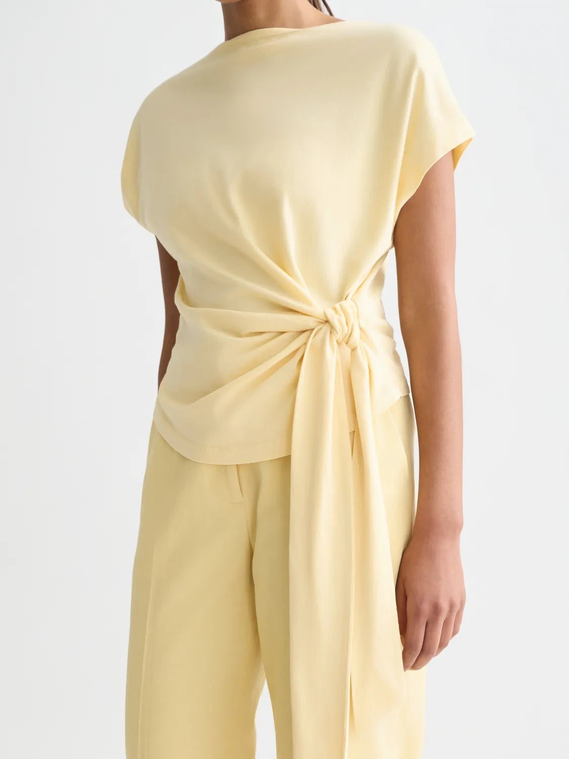 Knotted Slash Neck T-Shirt