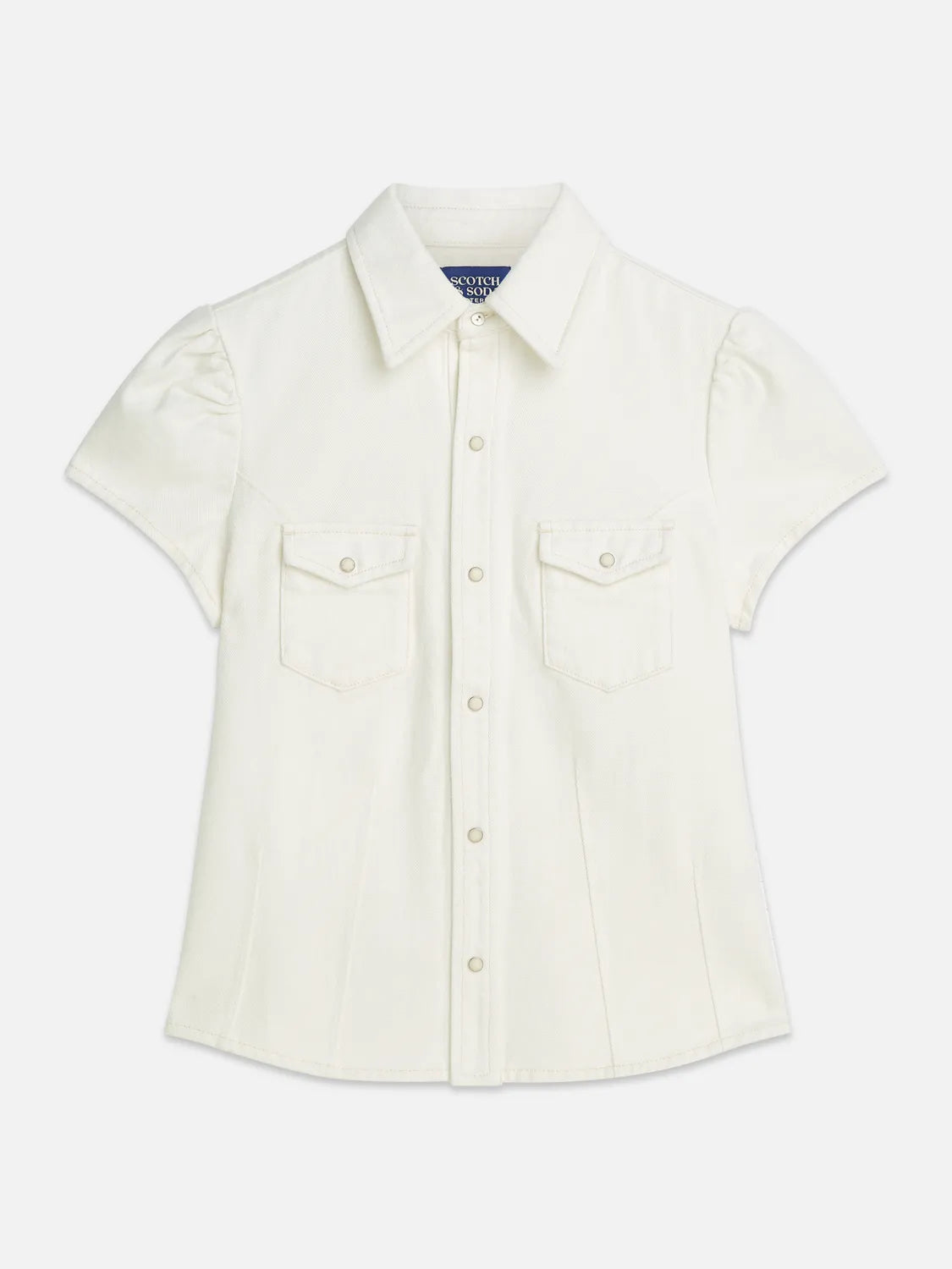Cap Sleeve Fitted Denim Shirt