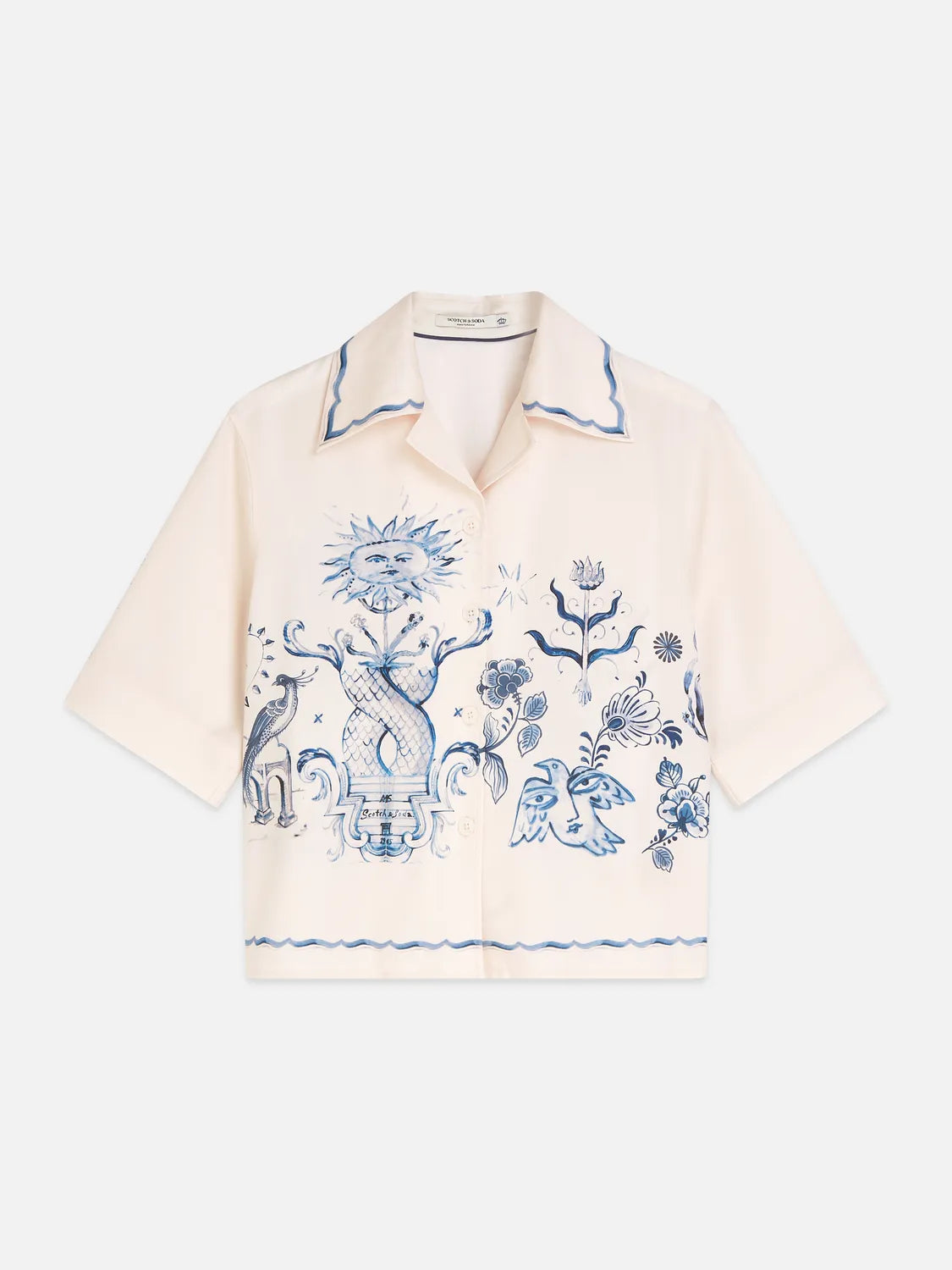 Scotch & Soda x Royal Delft Printed Short-Sleeved Camp Shirt