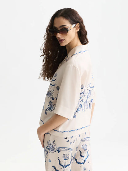 Scotch & Soda x Royal Delft Printed Short-Sleeved Camp Shirt