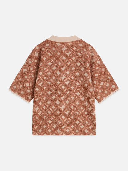 Jacquard Knitted Short-Sleeve Shirt