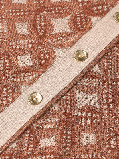 Jacquard Knitted Short-Sleeve Shirt