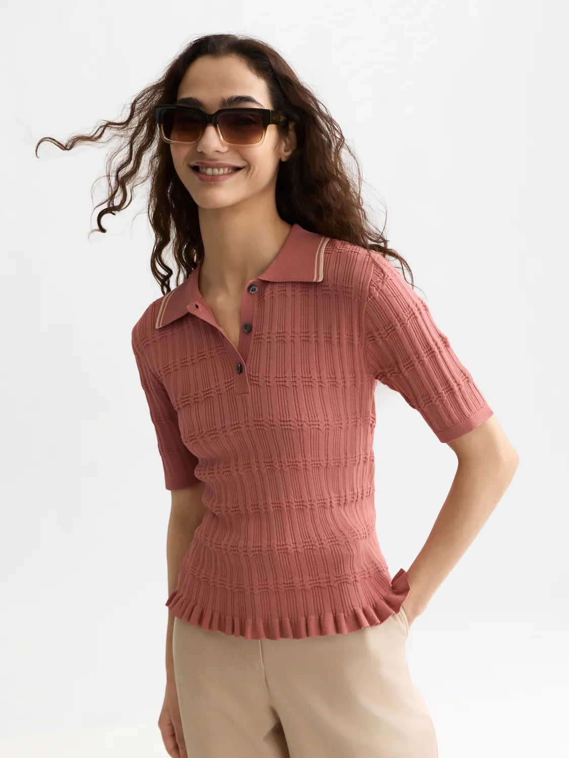 Ripple Stitch Fitted Pullover