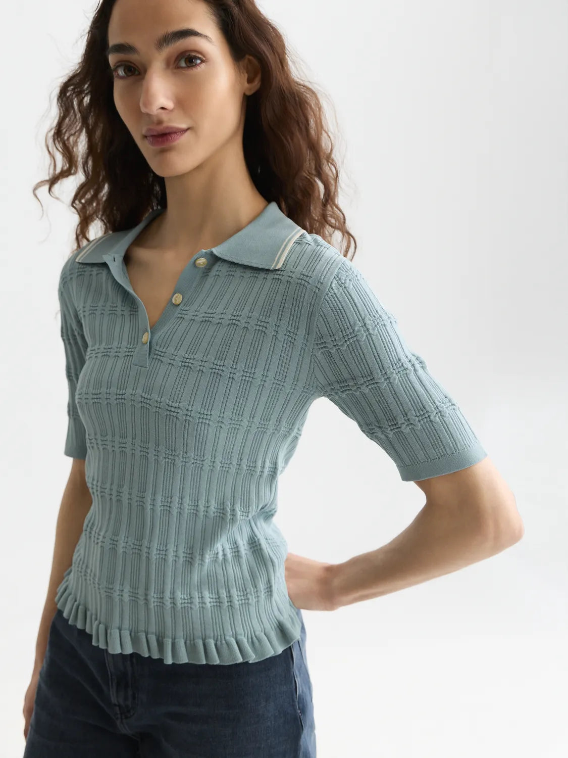 Ripple Stitch Fitted Pullover