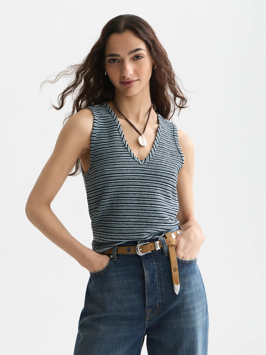 Stripe V-Neck Tank