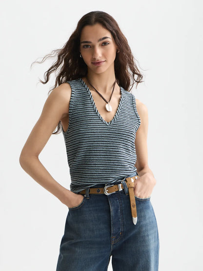Stripe V-Neck Tank