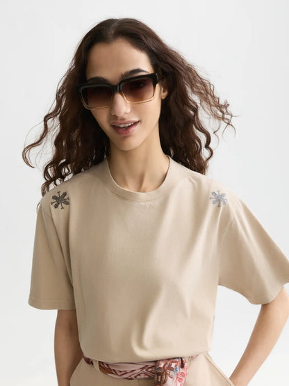 Washed Loose-Fit T-Shirt With Embroidery