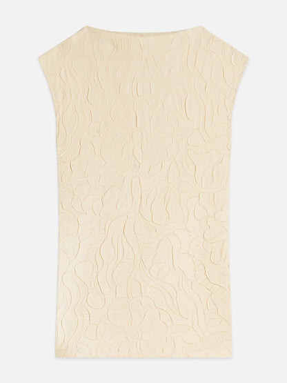 Embossed Pleat Mock Neck Tank