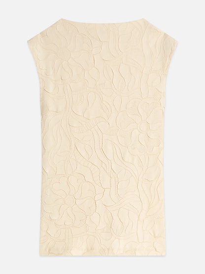 Embossed Pleat Mock Neck Tank