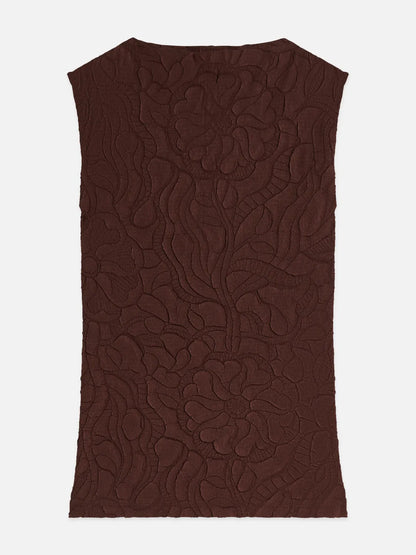 Embossed Pleat Mock Neck Tank