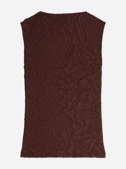 Embossed Pleat Mock Neck Tank