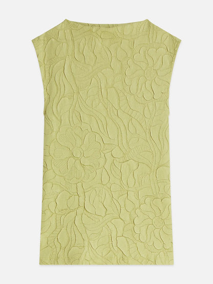 Embossed Pleat Mock Neck Tank