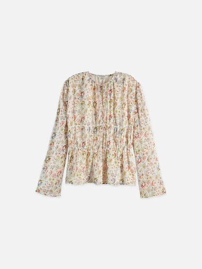 Printed Tied Front Woven Top