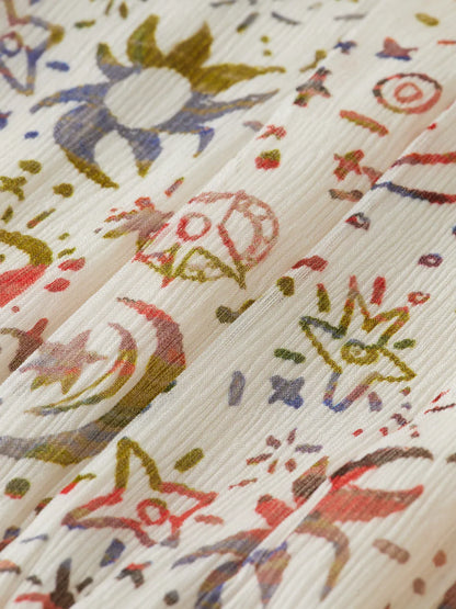 Printed Tied Front Woven Top