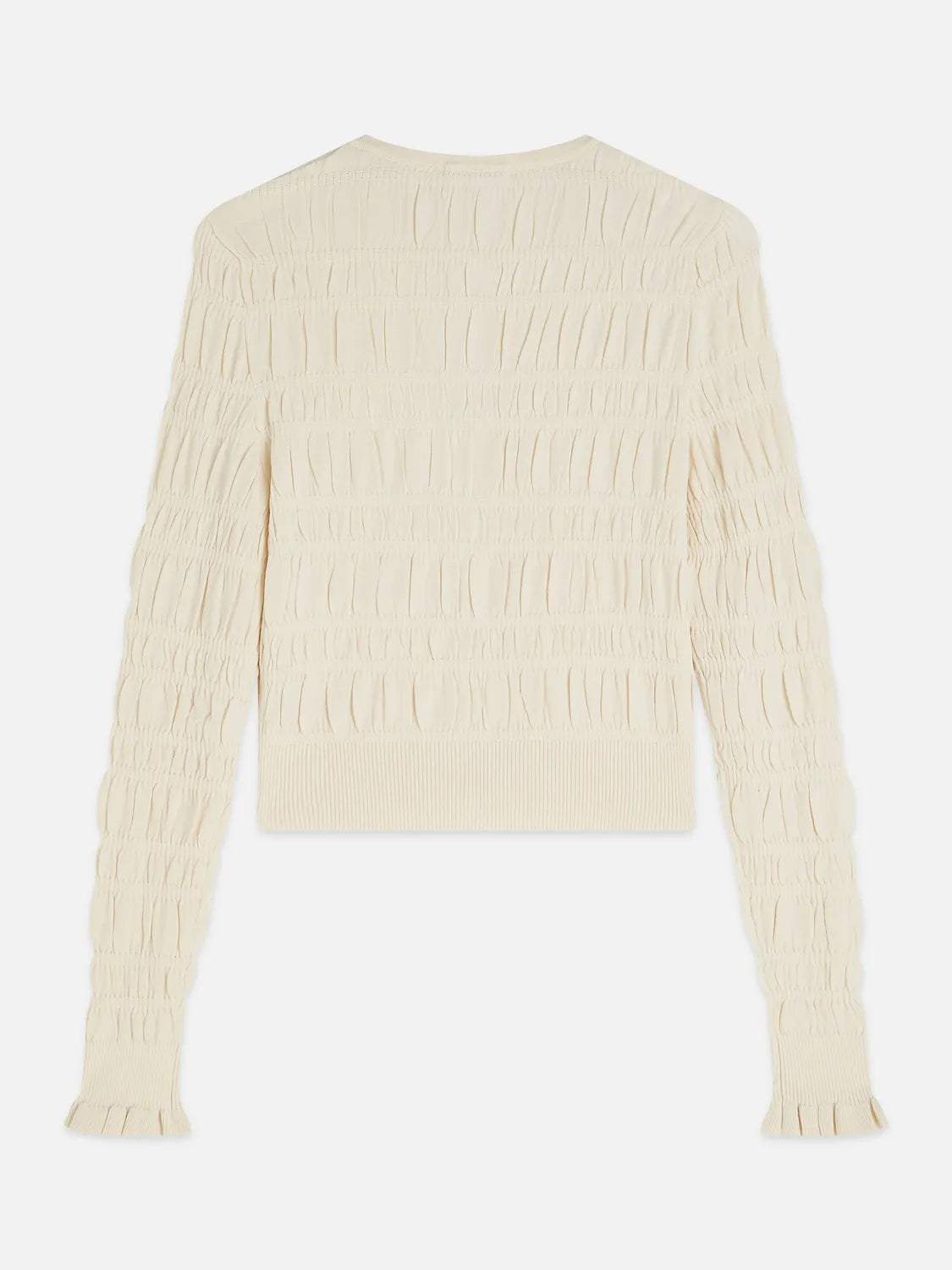 Smock Stitch Crew Neck Cardigan