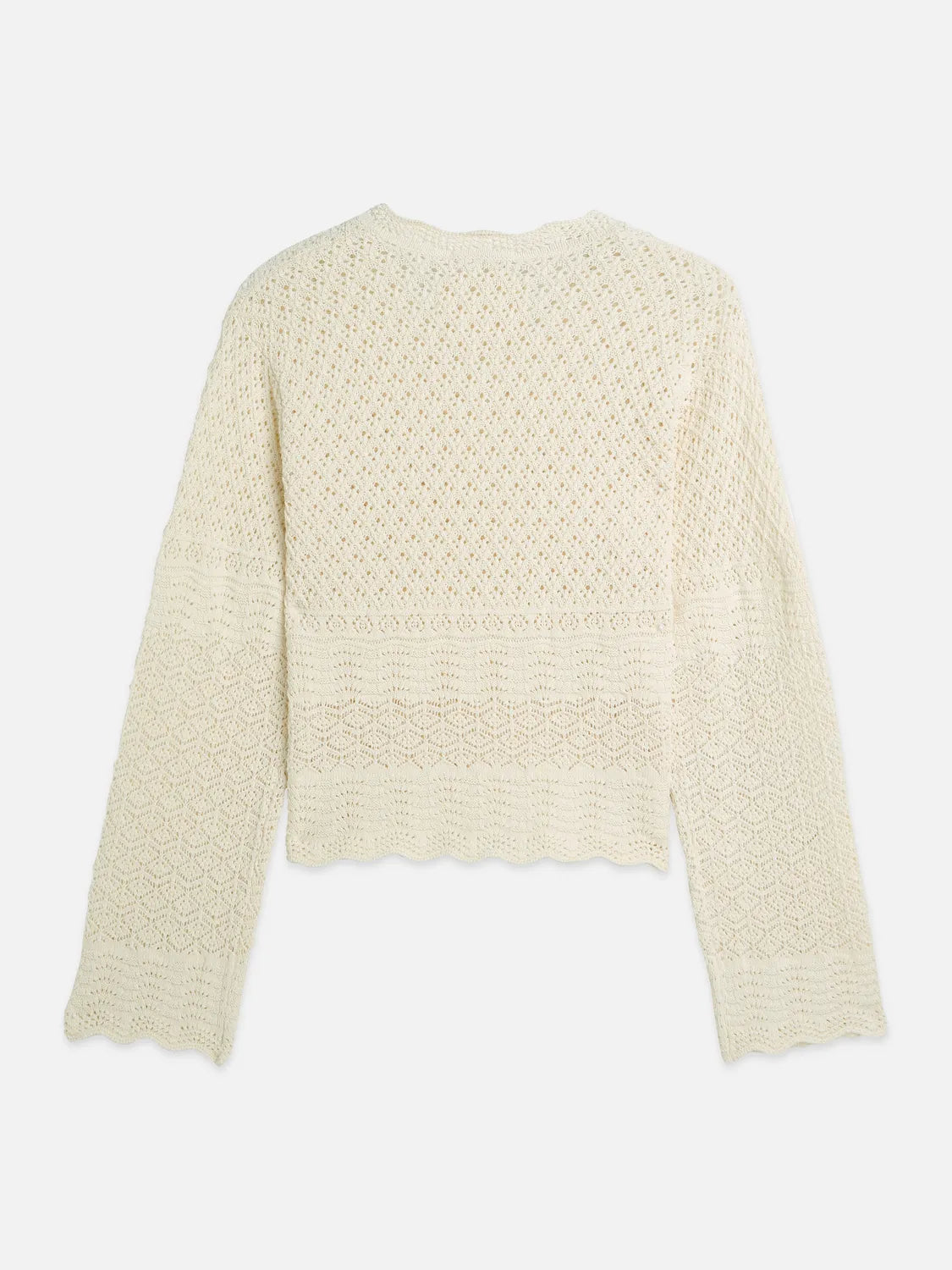 Pointelle Stitch V Neck Pullover
