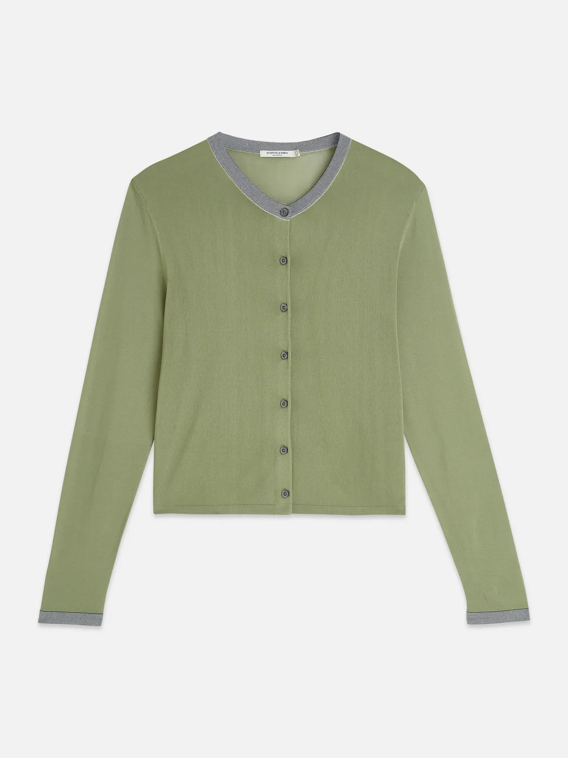 Stripe Trim Relaxed Cardigan