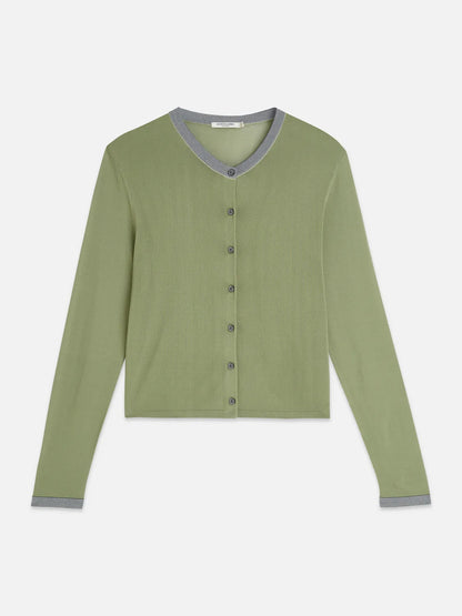 Stripe Trim Relaxed Cardigan